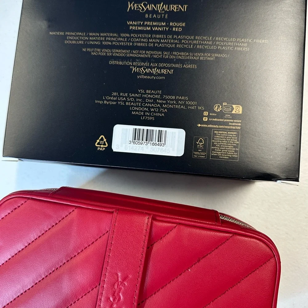 Yves Saint Laurent Red Quilted Cosmetic Train Case NEW RELEASE! NWT - Picture 6 of 9